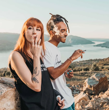 Couple smoking